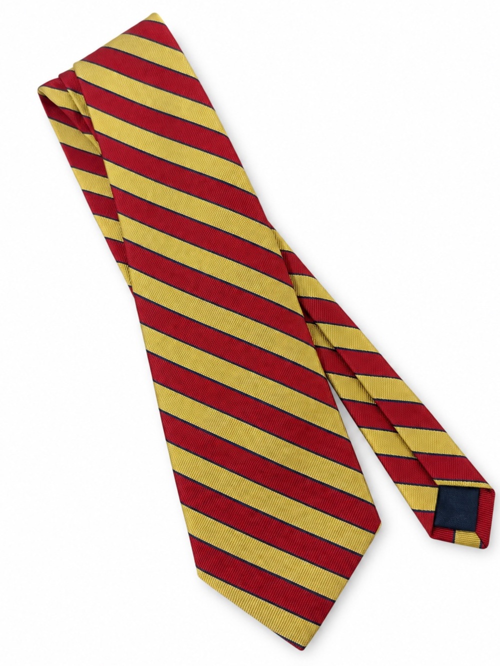 Brooks Brothers Red and Yellow Diagonal Stripe Silk Tie 100% Silk Made in USA